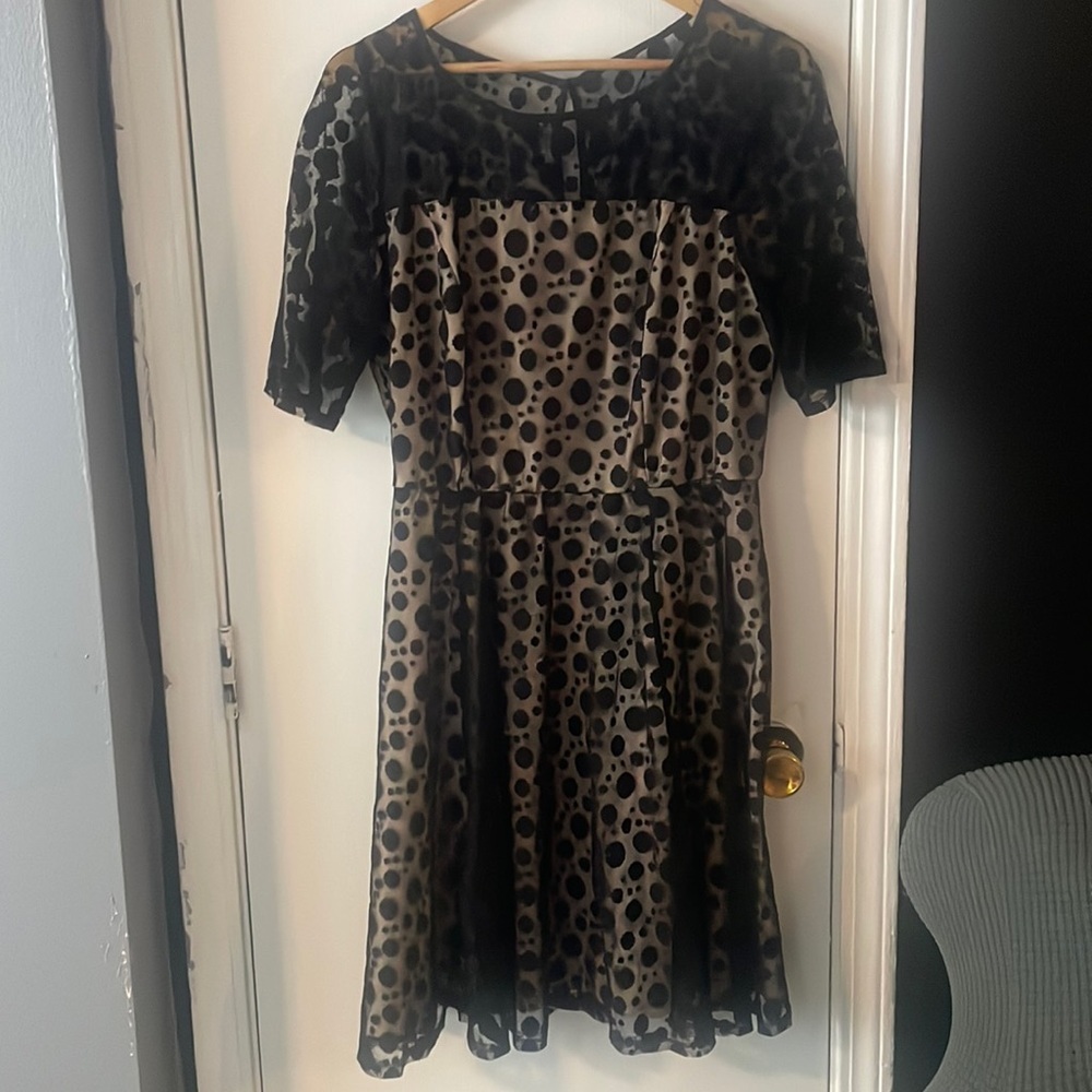 A.U.W black and nude polka dot dress